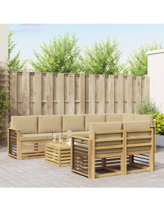 Set di divani da esterno 9 pcs Bianco e Beige 59 x 59 x 37 cm