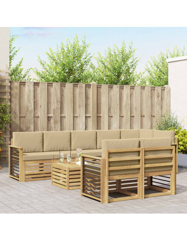 Set di divani da esterno 9 pcs Bianco e Beige 59 x 59 x 37 cm