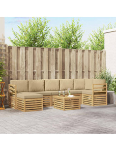 Set di divani da esterno 8 pcs Bianco e Beige 59 x 59 x 37 cm