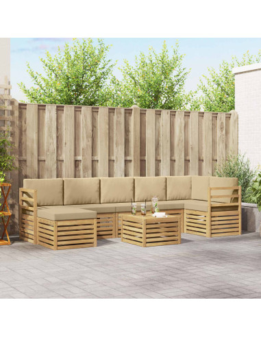 Set di divani da esterno 8 pcs Bianco e Beige 59 x 59 x 37 cm