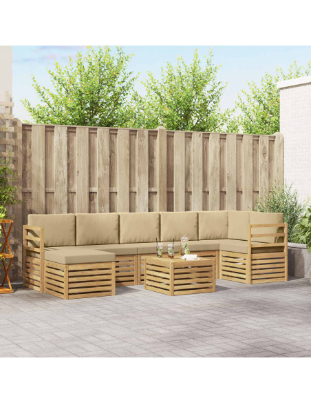 Set di divani da esterno 8 pcs Bianco e Beige 59 x 59 x 37 cm
