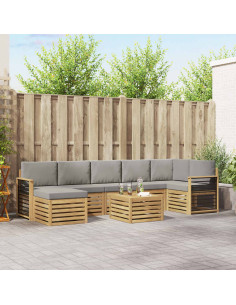 Set di divani da esterno 8 pcs Bianco e Grigio Chiaro
