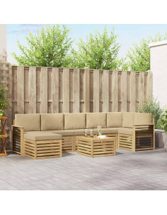 Set di divani da esterno 8 pcs Bianco e Beige 59 x 59 x 37 cm
