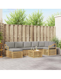 Set di divani da esterno 8 pcs Bianco e Grigio Chiaro