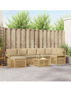 Set di divani da esterno 8 pcs Bianco e Beige 59 x 59 x 37 cm