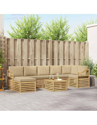 Set di divani da esterno 8 pcs Bianco e Beige 59 x 59 x 37 cm