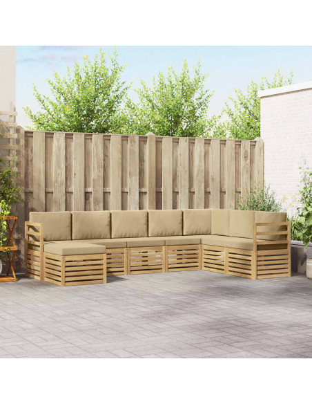 Set di divani da esterno 8 pcs Bianco e Beige