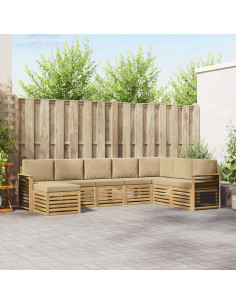 Set di divani da esterno 8 pcs Bianco e Beige