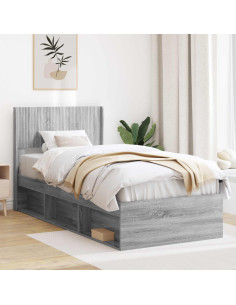 Struttura del letto con stoccaggio e testata Sonoma grigio