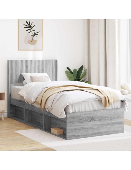 Struttura del letto con stoccaggio e testata Sonoma grigio
