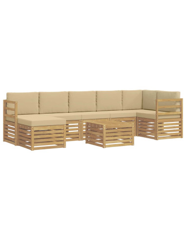 Set di divani da esterno 8 pcs Bianco e Beige 59 x 59 x 37 cm