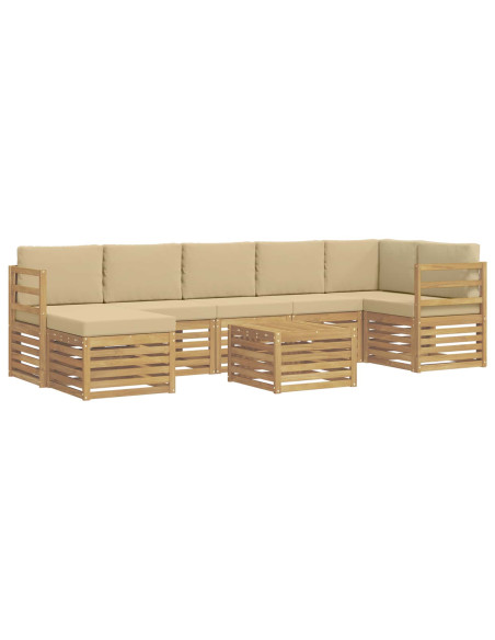 Set di divani da esterno 8 pcs Bianco e Beige 59 x 59 x 37 cm