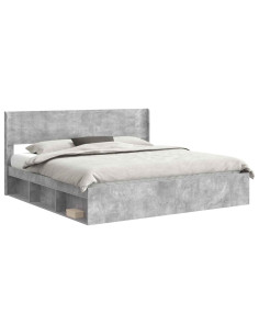 Struttura del letto con stoccaggio e testata Grigio Cemento 2