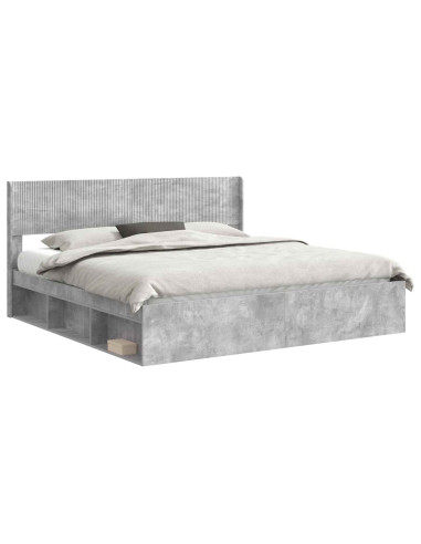 Struttura del letto con stoccaggio e testata Grigio Cemento