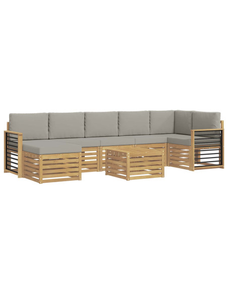 Set di divani da esterno 8 pcs Bianco e Grigio Chiaro