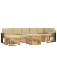 Set di divani da esterno 8 pcs Bianco e Beige 59 x 59 x 37 cm 2