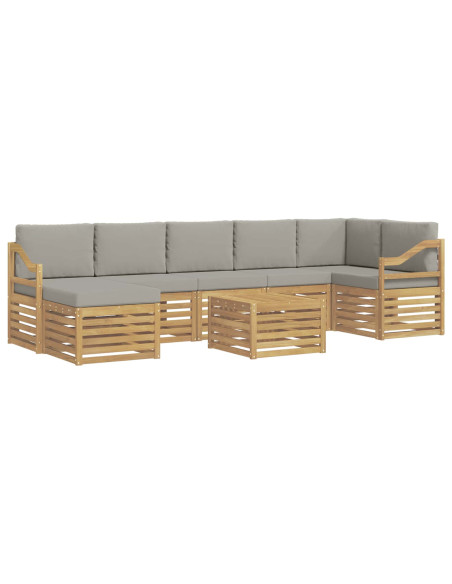Set di divani da esterno 8 pcs Bianco e Grigio Chiaro