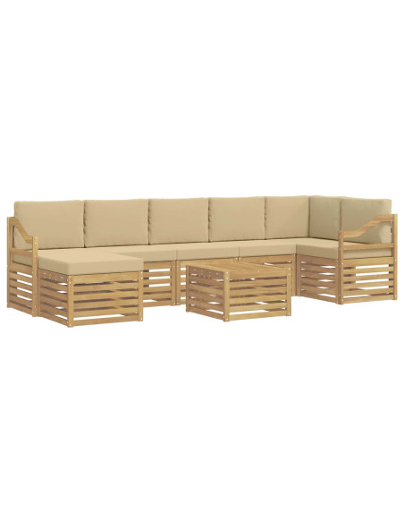 Set di divani da esterno 8 pcs Bianco e Beige 59 x 59 x 37 cm
