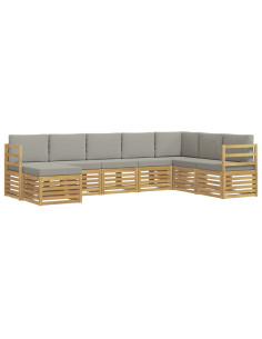 Set di divani da esterno 8 pcs Bianco e Grigio Chiaro 2