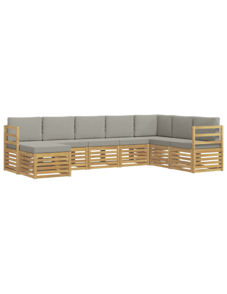 Set di divani da esterno 8 pcs Bianco e Grigio Chiaro