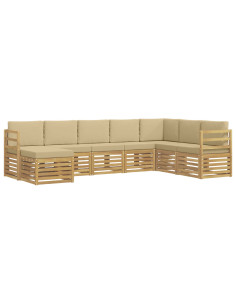 Set di divani da esterno 8 pcs Bianco e Beige 2