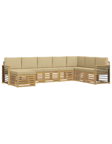 Set di divani da esterno 8 pcs Bianco e Beige