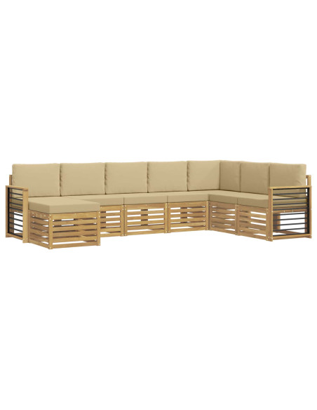 Set di divani da esterno 8 pcs Bianco e Beige