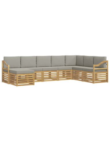 Set di divani da esterno 8 pcs Bianco e Grigio Chiaro