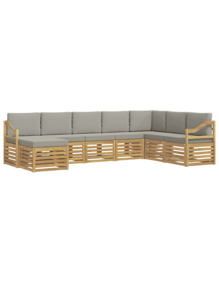 Set di divani da esterno 8 pcs Bianco e Grigio Chiaro