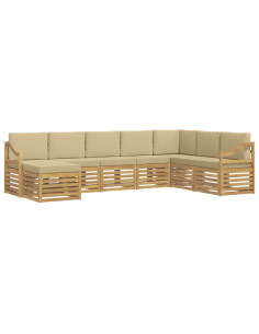 Set di divani da esterno 8 pcs Bianco e Beige 2