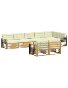 Set di divani da esterno 8 pcs Bianco e Crema Poliestere 2