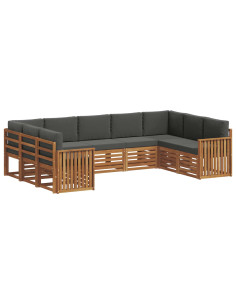 Set divani 9 pcs Naturale e Antracite Legno di Acacia Massello 2