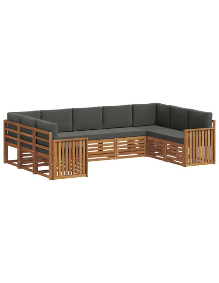 Set divani 9 pcs Naturale e Antracite Legno di Acacia Massello