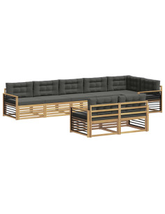 Set di divani da esterno 8 pcs Bianco e Antracite Poliestere 2