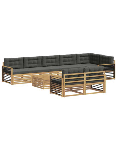 Set di divani da esterno 9 pcs Bianco e Antracite Poliestere 2