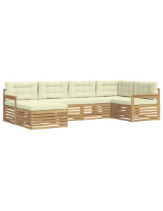 Set di divani da esterno 6 pcs Bianco e Crema Poliestere 2