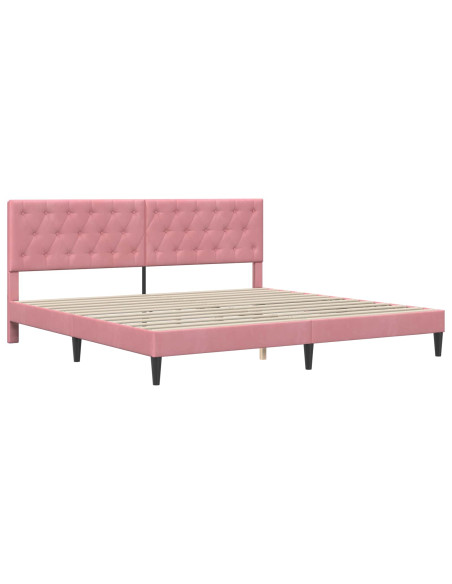 Struttura del letto con testiera Rosa 180 x 200 cm Velluto