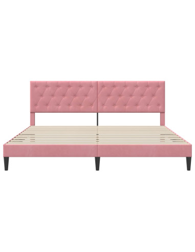 Struttura del letto con testiera Rosa 180 x 200 cm Velluto
