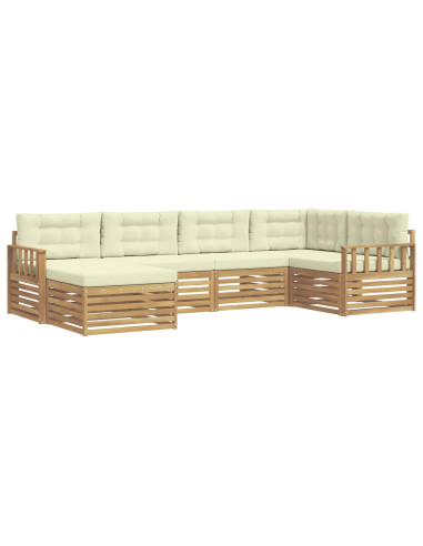 Set di divani da esterno 6 pcs Bianco e Crema Poliestere