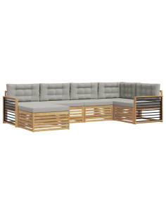 Set di divani da esterno 6 pcs Bianco e Grigio Chiaro 2