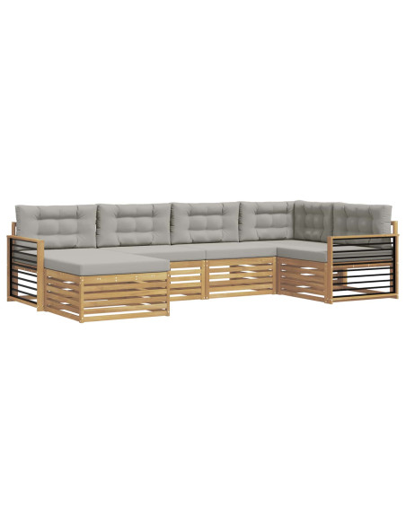 Set di divani da esterno 6 pcs Bianco e Grigio Chiaro