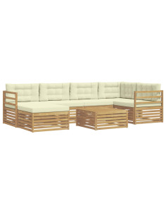 Set di divani da esterno con cuscino 7 pcs Bianco e Crema 2