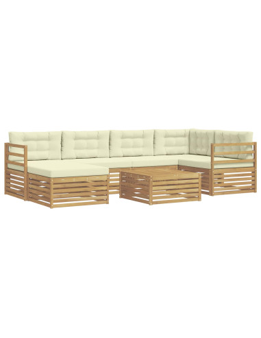 Set di divani da esterno con cuscino 7 pcs Bianco e Crema
