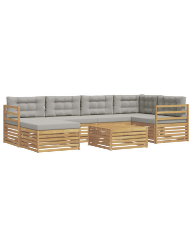 Set di divani da esterno 7 pcs Bianco e Grigio Chiaro