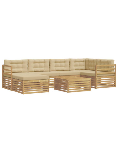 Set di divani da esterno con cuscino 7 pcs Bianco e Beige