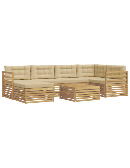 Set di divani da esterno con cuscino 7 pcs Bianco e Beige