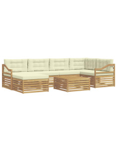Set di divani da esterno con cuscino 7 pcs Bianco e Crema 2