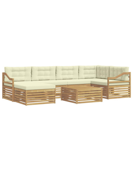 Set di divani da esterno con cuscino 7 pcs Bianco e Crema