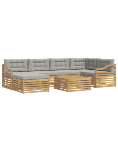 Set di divani da esterno 7 pcs Bianco e Grigio Chiaro 2
