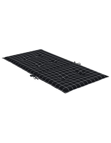 Cuscini Sedia Schienale Basso 4 pz Motivo a Quadri Nero Tessuto